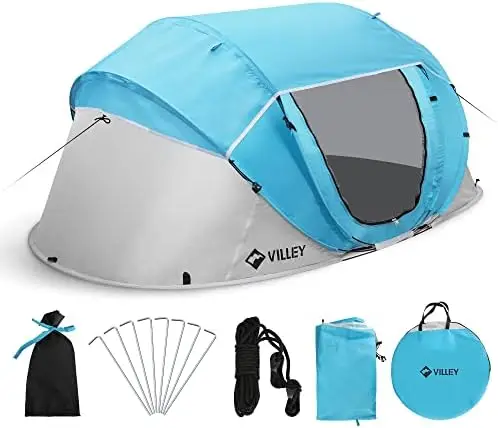 

Person Easy Pop Up Tent, Waterproof Automatic Setup Instant Lightweight Camping Beach Tent with Carrying Bag for Camping, Hiking