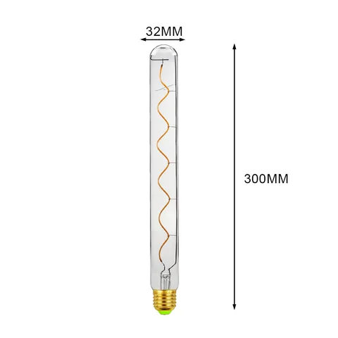 TIANFAN длинная Светодиодная лампа 300 мм T32 спиральная нить 4 Вт диммируемая лампа Эдисона Специальная декоративная лампа 110 В 220 В