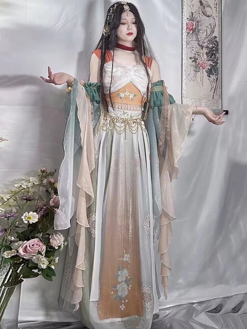 

Ancient Chinese Hanfu Dress Women Halloween Princess Loulan Dunhuang Feitian Cosplay Costume Dance Dress Party Outfit Hanfu Sets
