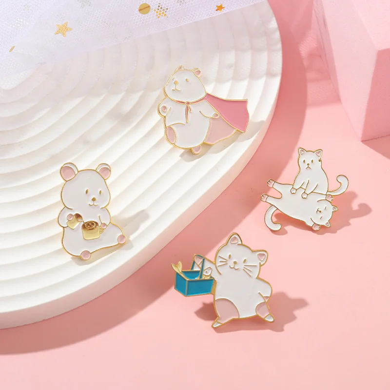 

Cartoon Animal Enamel Pin Custom Panda Hero Cat Hamster Barista Doctor Metal Brooch Backpack Cowboy Badge Kawaii Kids Gift