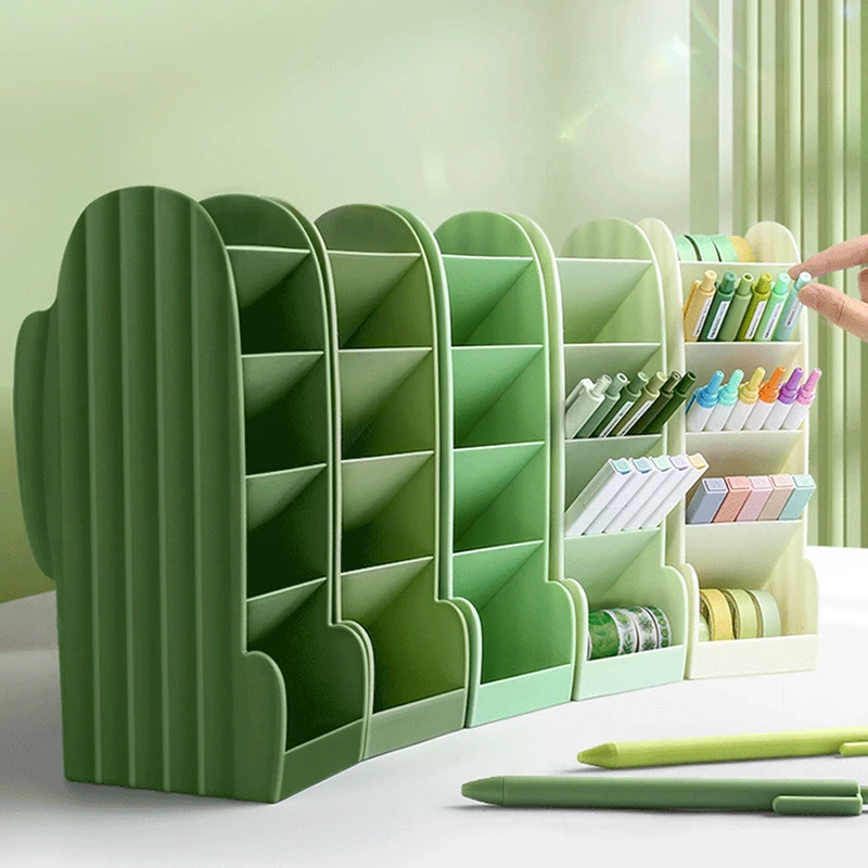 

Novelty Cute Cactus Shape Obliquely Inserted 4 Grid Desktop Organizer Home Supplies Pen Organizer Stable for Office