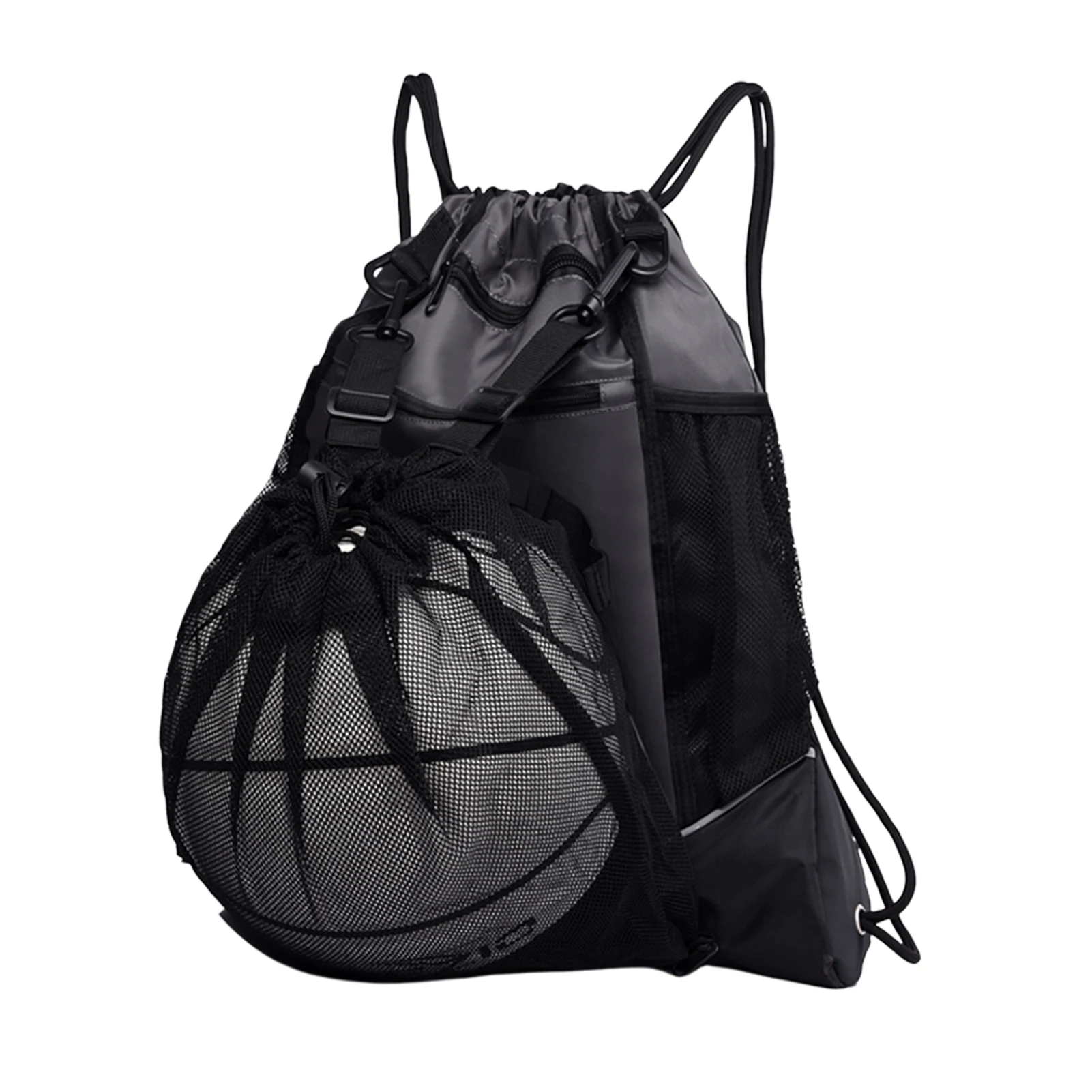 

Mesh Basketball Backpack Large Capacity Outdoor Sports Bag Drawstring Bag With Mesh Net For Gym Yoga Hiking Camping
