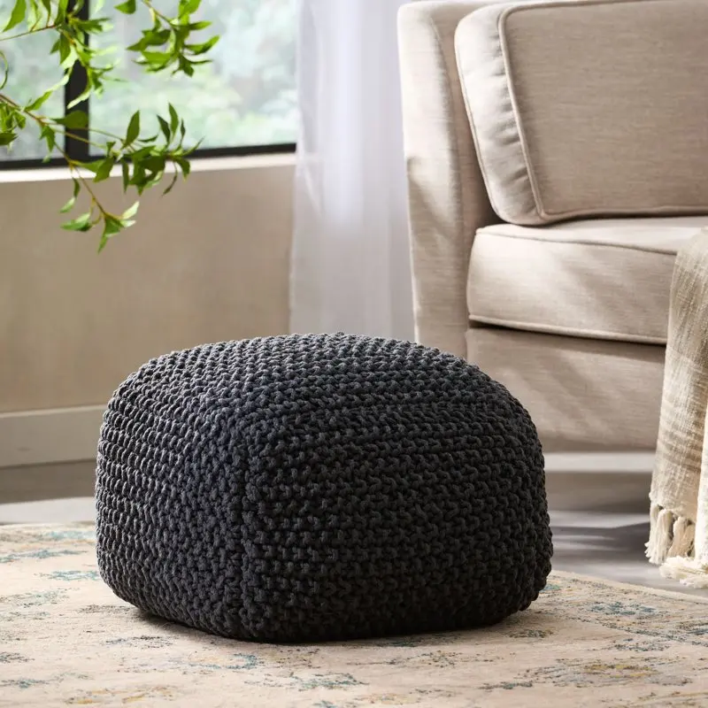 

Cube Texture Fabric Pouf, Black