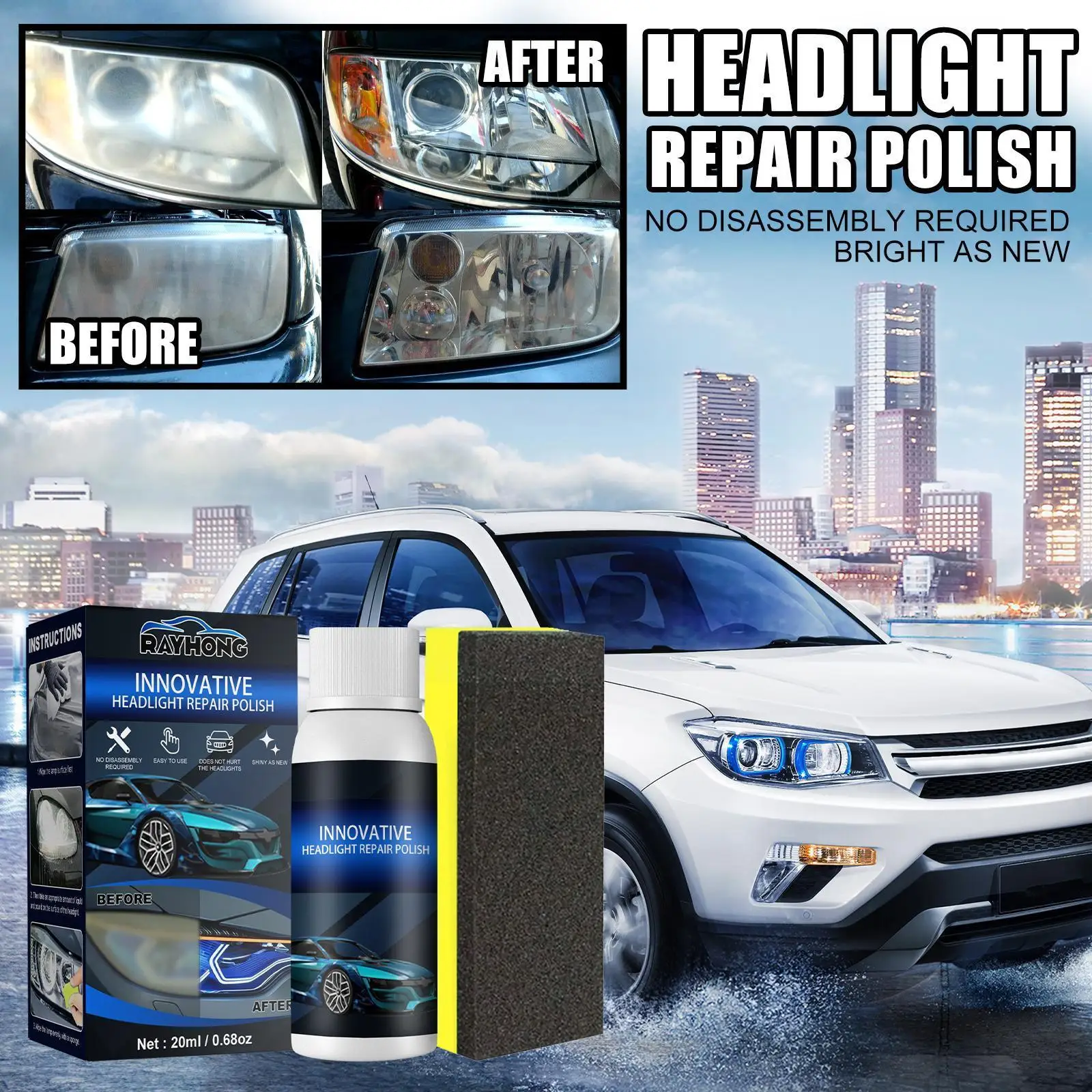 

Car Headlight Repair Polish Fluid Liquid Kit Scratch Coating Car Lamp Repair Refurbishment Light Renovation Remove Car Agen N0D8