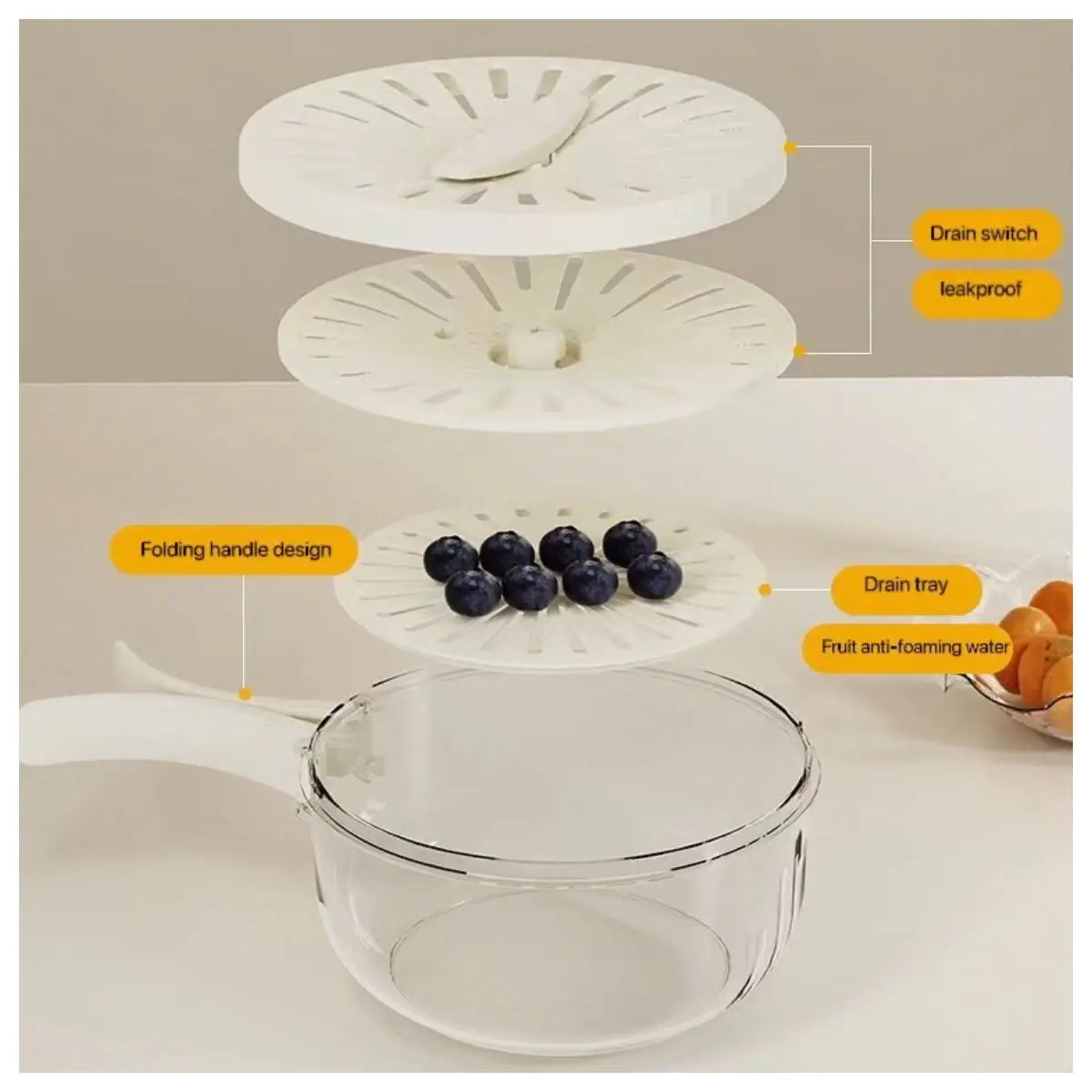 Складная Сливная Корзина С Ручкой И Функцией Включения/выключения Для Мытья