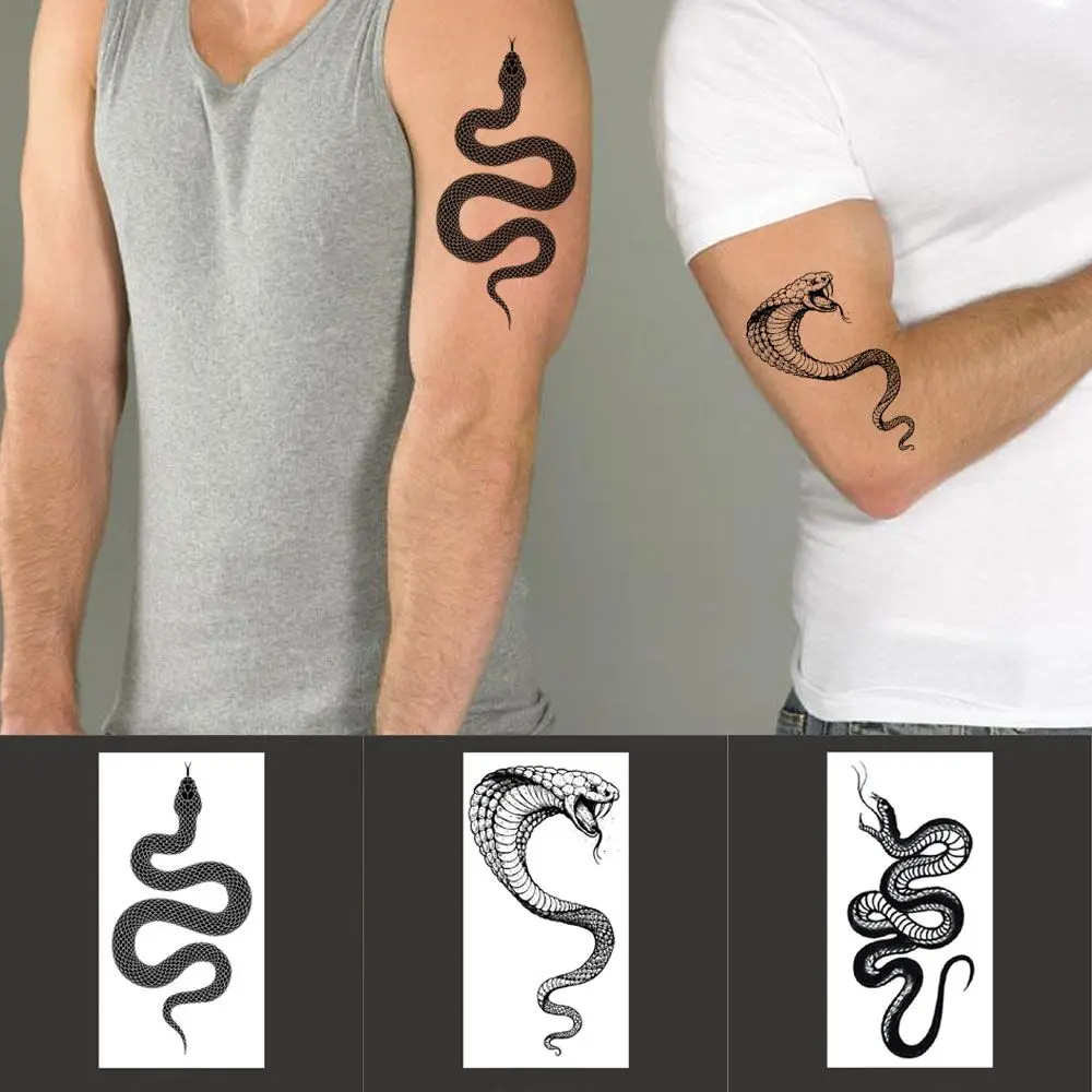 

Fashion Fake Tattoo Easy To Use Various Geometrical Art Black And White Snake Temporary Tattoos