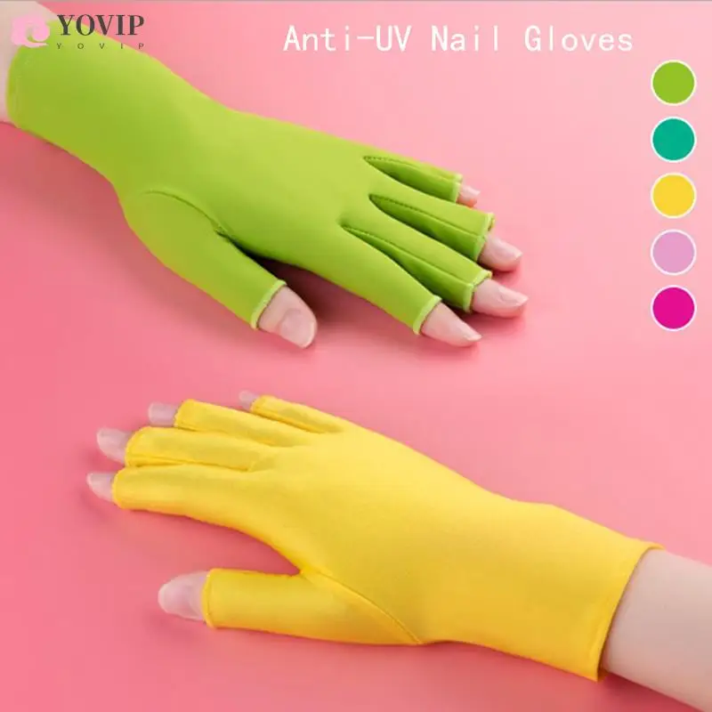 1 Pair New Soft And Light Fingerless Anti UV Radiation Protection Gloves UV Protection LED Lamp Nail Dryer Light Tool  One Size