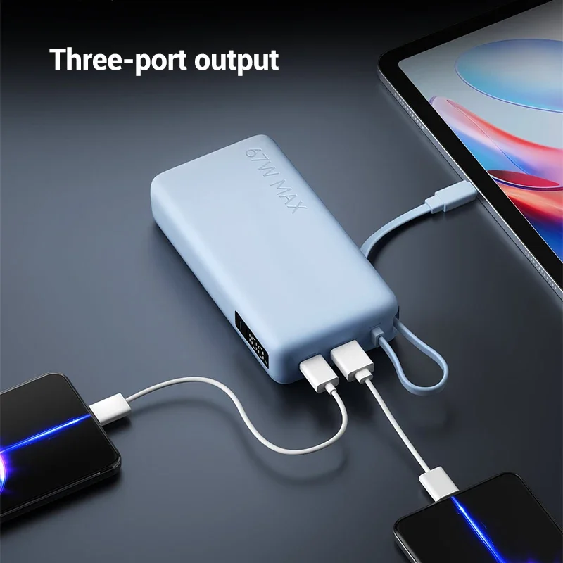 Фото Портативный внешний аккумулятор Xiaomi 20000 мАч, 67 Вт макс., со встроенным кабелем USB-C и цифровым дисплеем для iPhone 17+ и MacBook №5