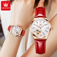 olevs full automatic automatic mechanical women wristwatch fashion waterproof corium strap watches for women luminous