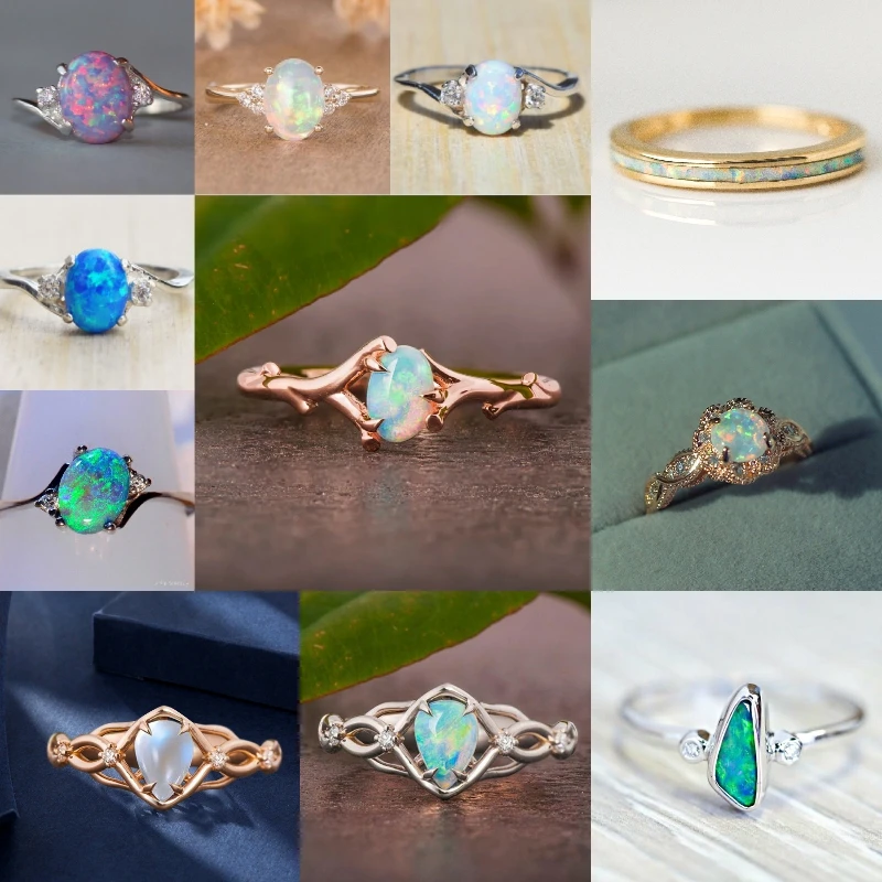 

Exquisite Opal Wedding Ring For Women Branch Shape Rose Gold Engagement Rings Christmas And New Year Gift