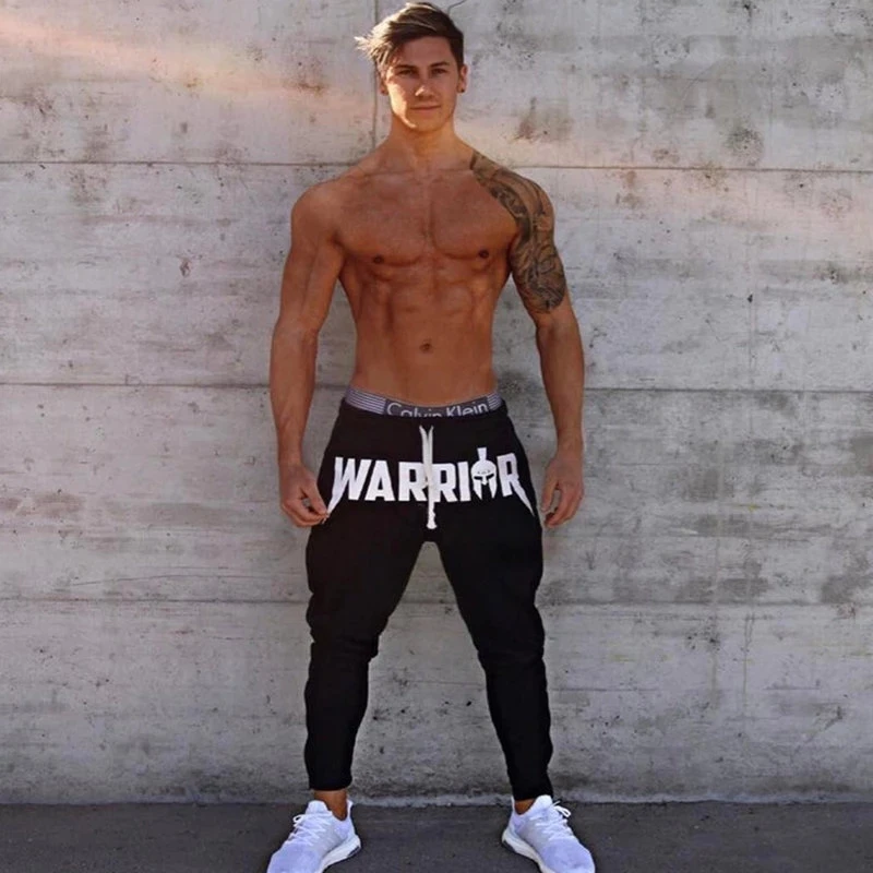 

Black Joggers Sweatpants Men Cotton Print Casual Pants Gym Fitness Slim Drawstring Trousers Male Sportswear Running Track pants