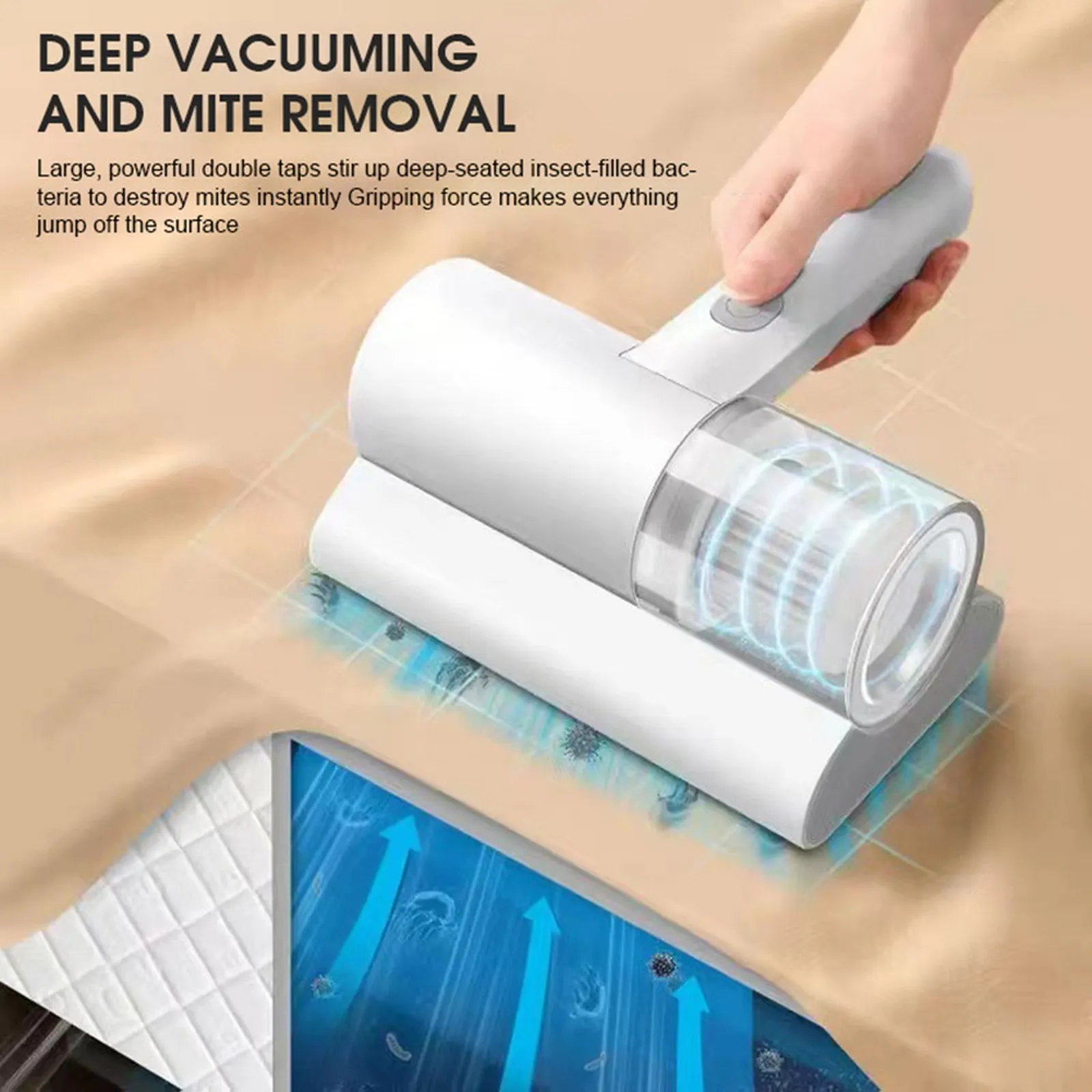 

Handheld Vacuum Mite Cold Light Remover Home Mattress Vacuum Bed Cleaners 10000PA Cyclone Quilt UV Sterilization Disinfection