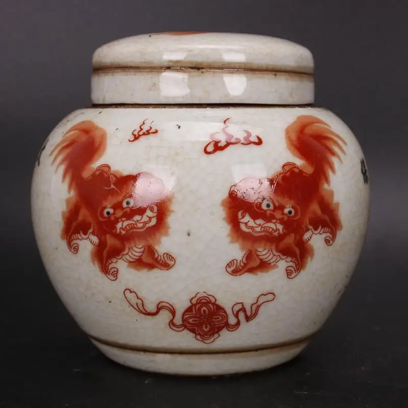 

Китайский семейный розовый фарфоровый горшок Qing Qianlong Стандартный котелок для чая с собакой львом 4,3"