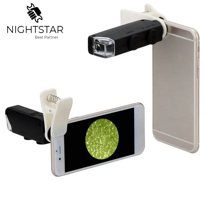 

60X-100X Optical Zoom Mobile Phone LED Microscope Lens Optional Universal Clamp /With or Without Clip Handle Microscope