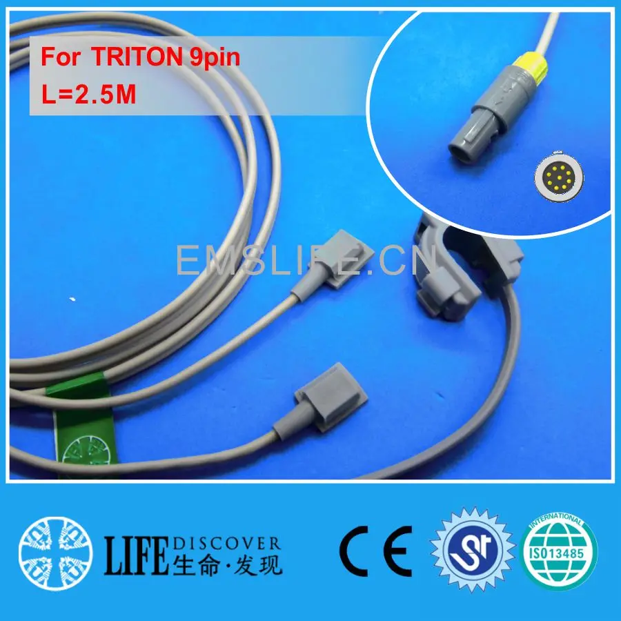 Многоразовый мягкий Датчик spo2 на палец для мониторинга пациента TRITON 9pin