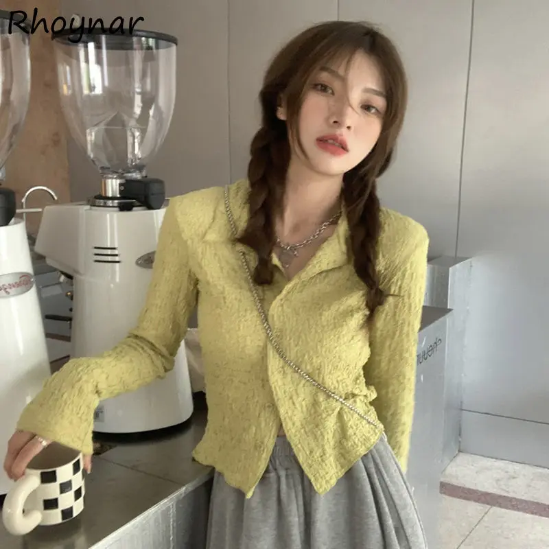 

Рубашки женские повседневные облегающие однотонные универсальные уличные милые модные простые весенние в Корейском стиле Харадзюку с дли...