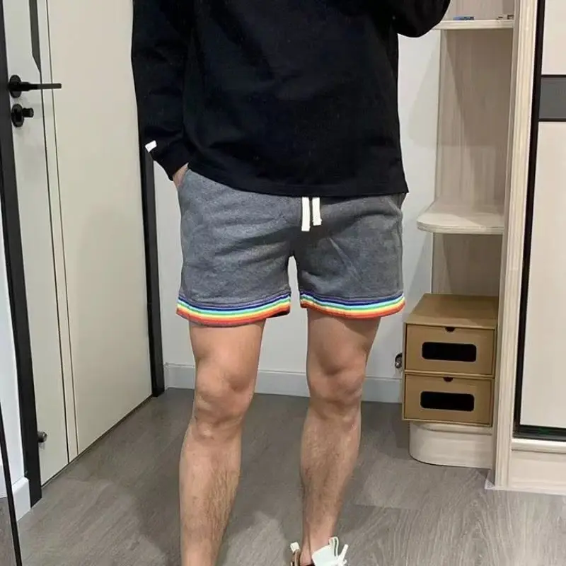 

2023 Running Shorts, Casual Shorts, New Fashion Shorts, Men's Colorful Ribbon Contrast Fitness Sports Shorts, Knee Length