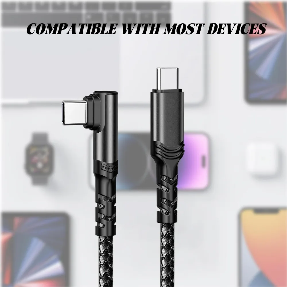 Фото Кабель USB C-USB C мощностью 100 Вт, 90-градусный кабель для передачи данных для iPad, MacBook Pro, Xiaomi, Samsung, Huawei, кабель для быстрой зарядки, двойной кабель для передачи данных TypeC №4