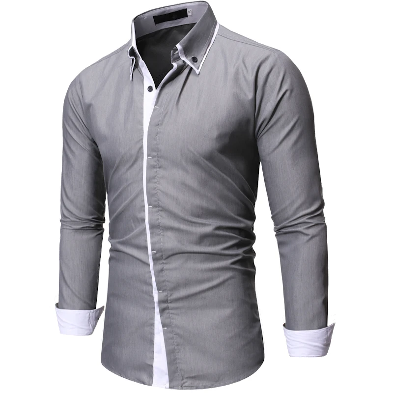 Mens Casual Button Down Shirts Dress Shirts Solid Business Shirts
