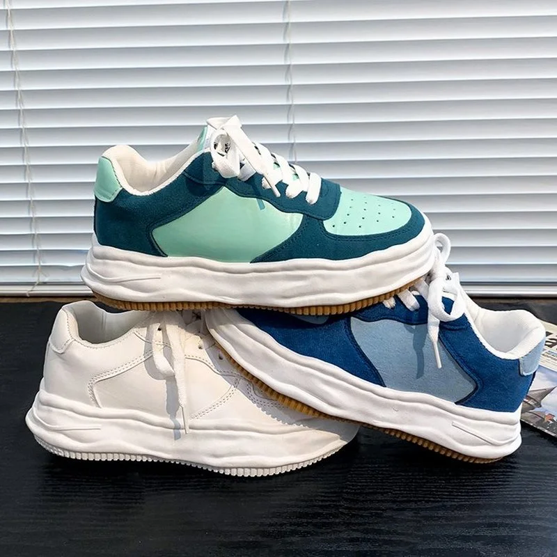 

Ins Hot Japan Harajuku Style Double Color Classic Retro Dissolved Shoes Thick Bottom Gigantic Round Toe Dad Shoes