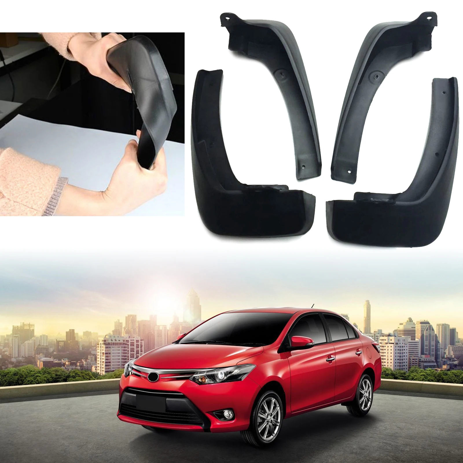 

4pcs Car Front Rear Mudflaps Mud Flaps Flap Splash Guards Mudguard For Toyota 2007~2013 Yaris Vios Belta Limo