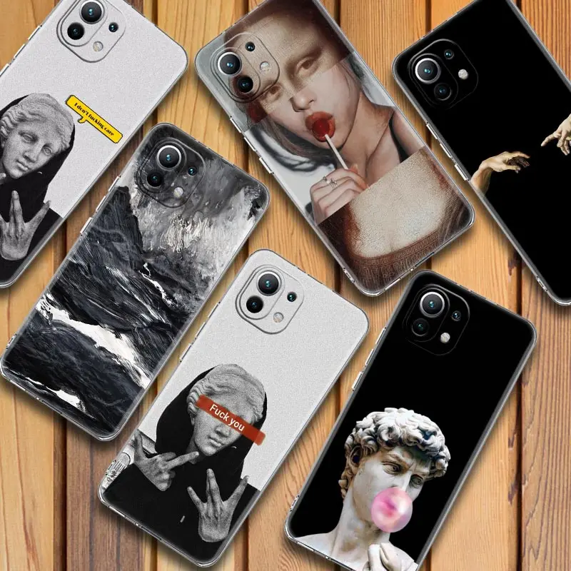 

Case For Xiaomi Mi 11 Note 10 9 9T 12 Pro Lite Poco X3 F3 M3 Clear Cases For Redmi 9 9A 10 Painting Mona Lisa David Abstract Art