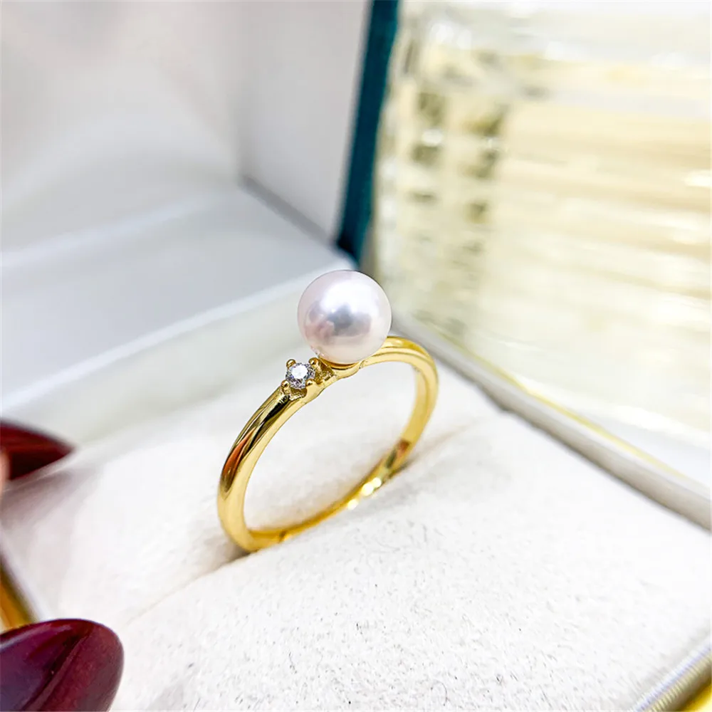 

Аксессуары «сделай сам» из жемчуга, серебро 925 пробы, ювелирные изделия, фотокольцо, пустой держатель, подходит для бусин 6-8 мм