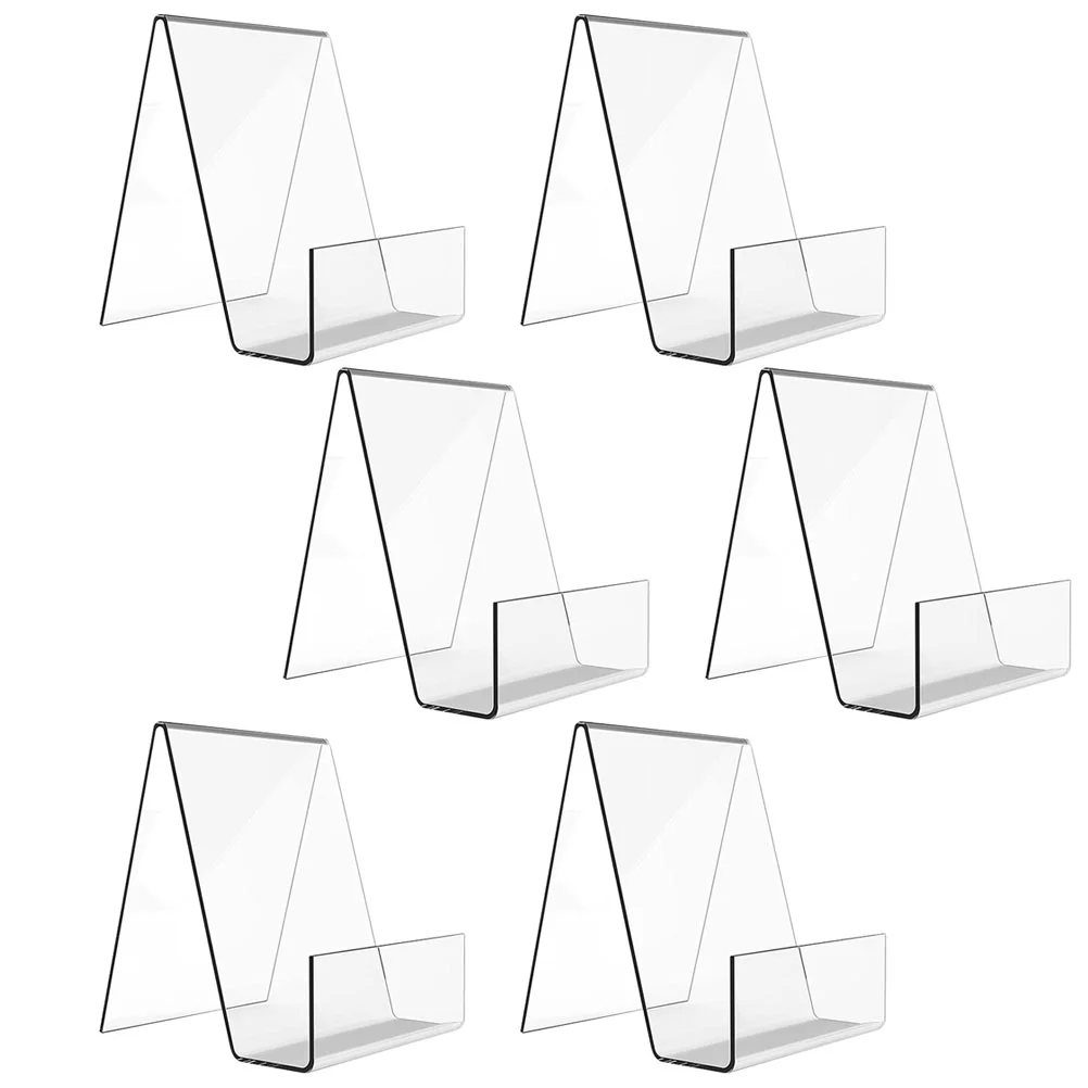 

6 Pcs Transparent Display Stand Phone Book Desktop Bookshelf Magazine Clear Holder Photo Album Store Rack