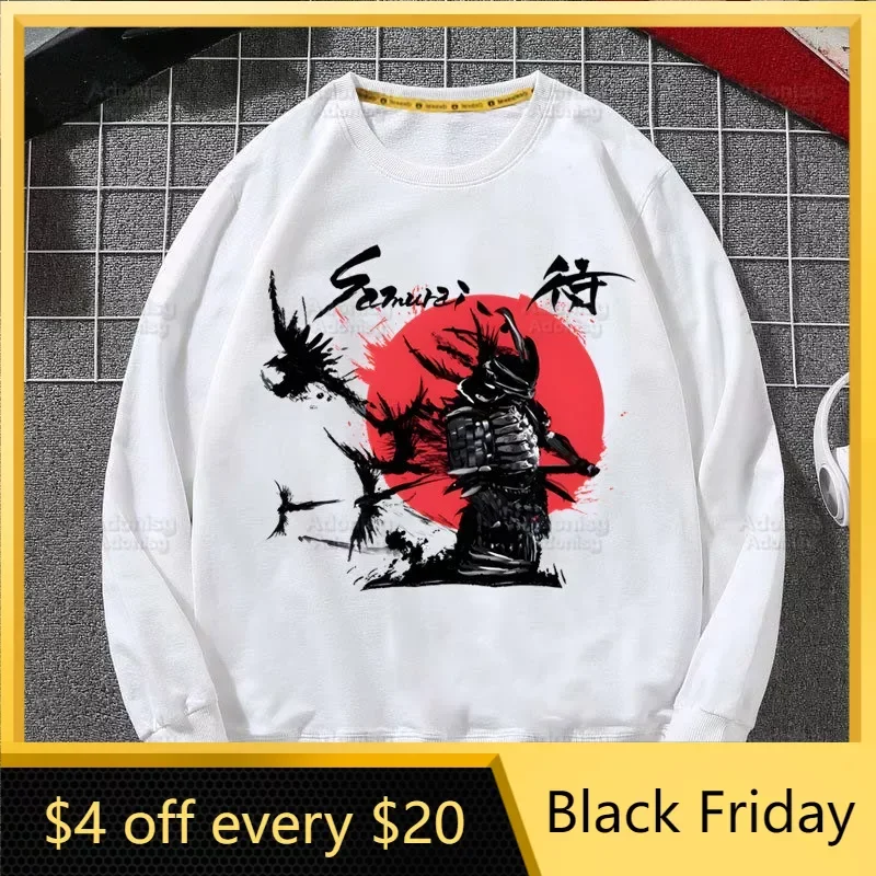 

Japanese Style Bushido Japan Samurai Spirit Hoodie Autumn Hip Hop Streetwear Men Pullover Sweatshirts Mens White Color Male