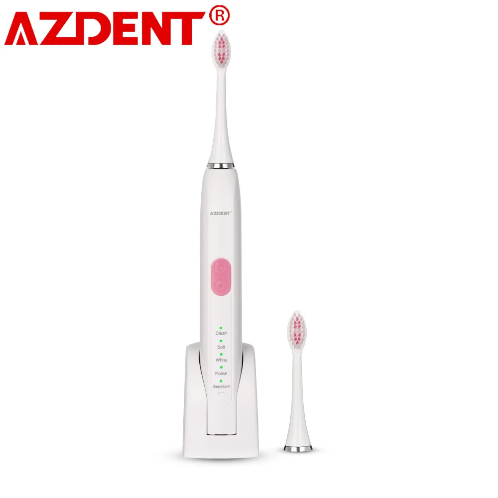 

AZDENT AZ-5 Pro Ultrasonic Sonic Electric Toothbrush Rechargeable Tooth Brushes 2pcs Replacement Heads 5 Modes 2 Minutes Timer