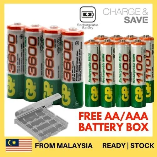 

4PCS GP 1100mAh 3000mAh 3600mAh AA AAA 3600mAh Rechargeable Battery 2A/3A