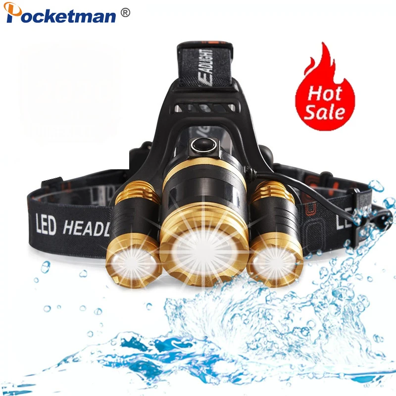 

Most Bright LED Headlamp Zoomable XML 3/5 LED T6 Head Tactical Torch LED Lamp with Rechargeable 18650 battery Camping Headlight