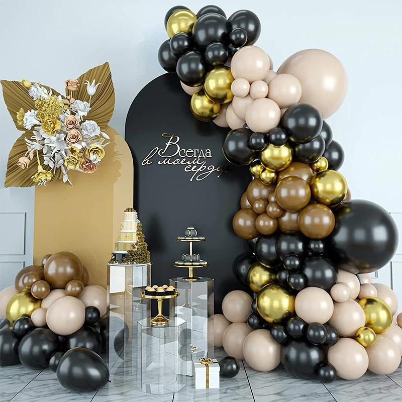 

Balloon Garland Arch Kit Baby Shower Gold Black Party Balloons Birthday Wedding Party Deco Latex Foil Balloon Chain Decoration