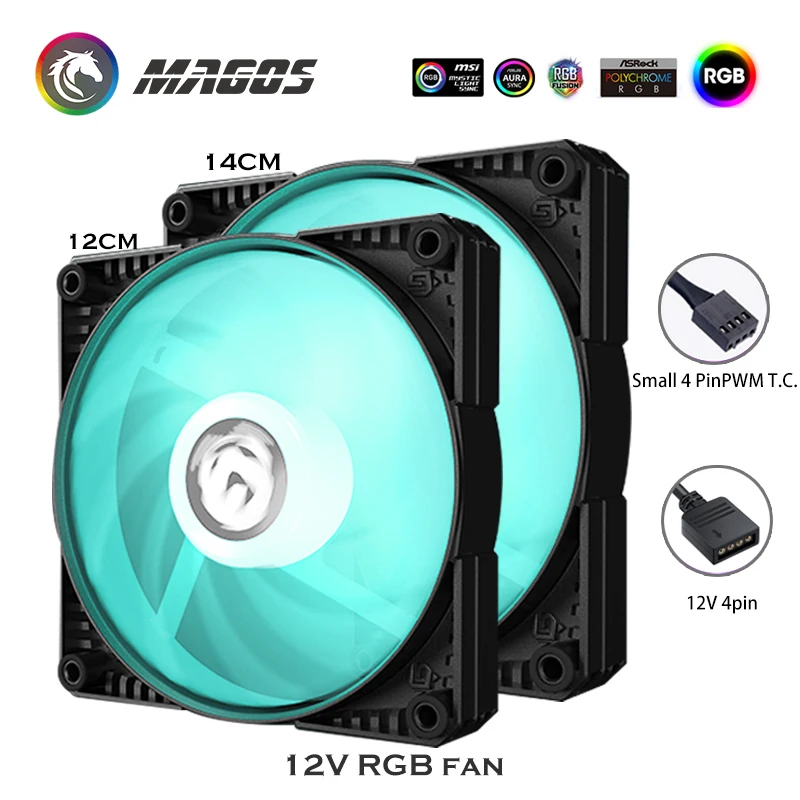 Phanteks Computer Case Fan RGB 12V PWM 4Pin, Temperature Control 120mm/140mm GPU CPU Cooler, RGB FAN Cooling Kit, SKIRON RGB
