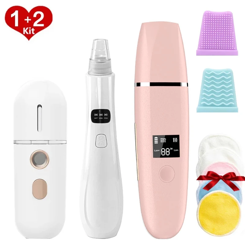 

2022 Latest Ultrasonic Skin Scrubber Vibration Face Spatula Blackhead Remover Facial Scrubber Cavitation Peeling Facial Lifting
