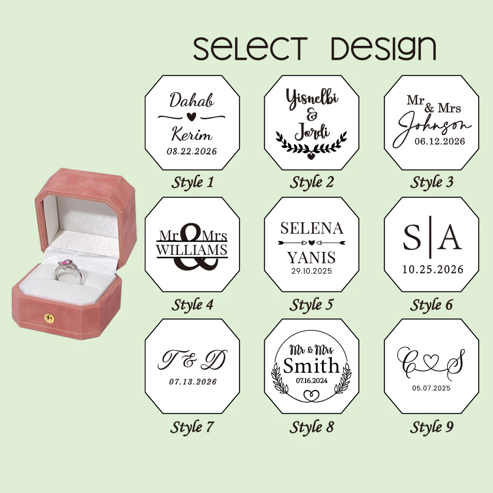 

Персонализированная восьмиугольная коробка для колец для женщин, бархатная фланелевая свадебная помолвка, подарочная коробка для ювелирных изделий, Рождество на День святого Валентина на заказ