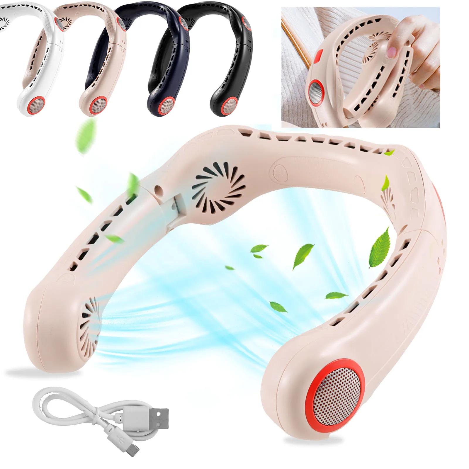 Складной Подвесной шейный вентилятор портативный мини 5000 мАч USB Перезаряжаемый