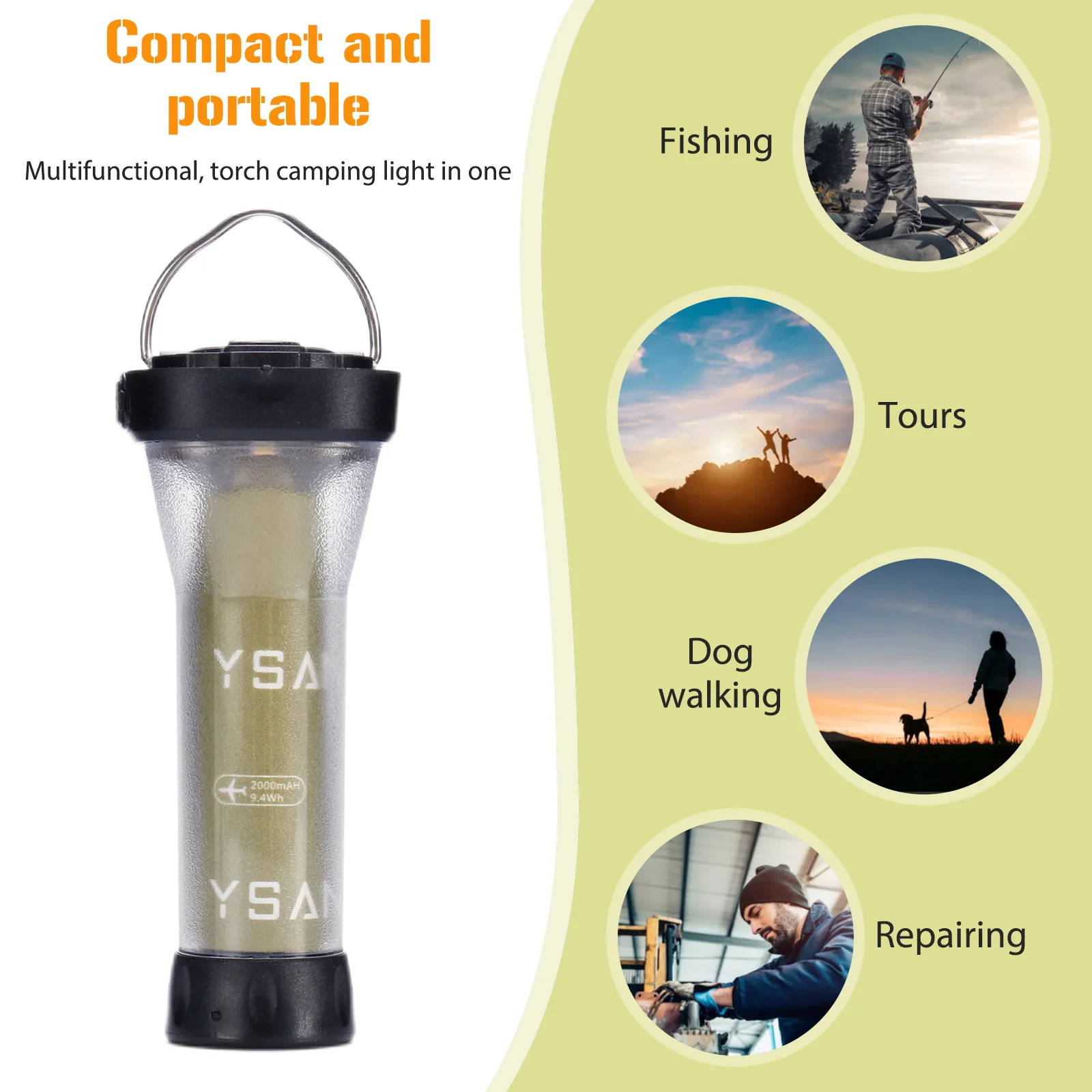 

USB Lighthouse Camping Lights Built-in NMC Lithium Batteries Multifunctional Camping Flashlights for Outdoor Hiking
