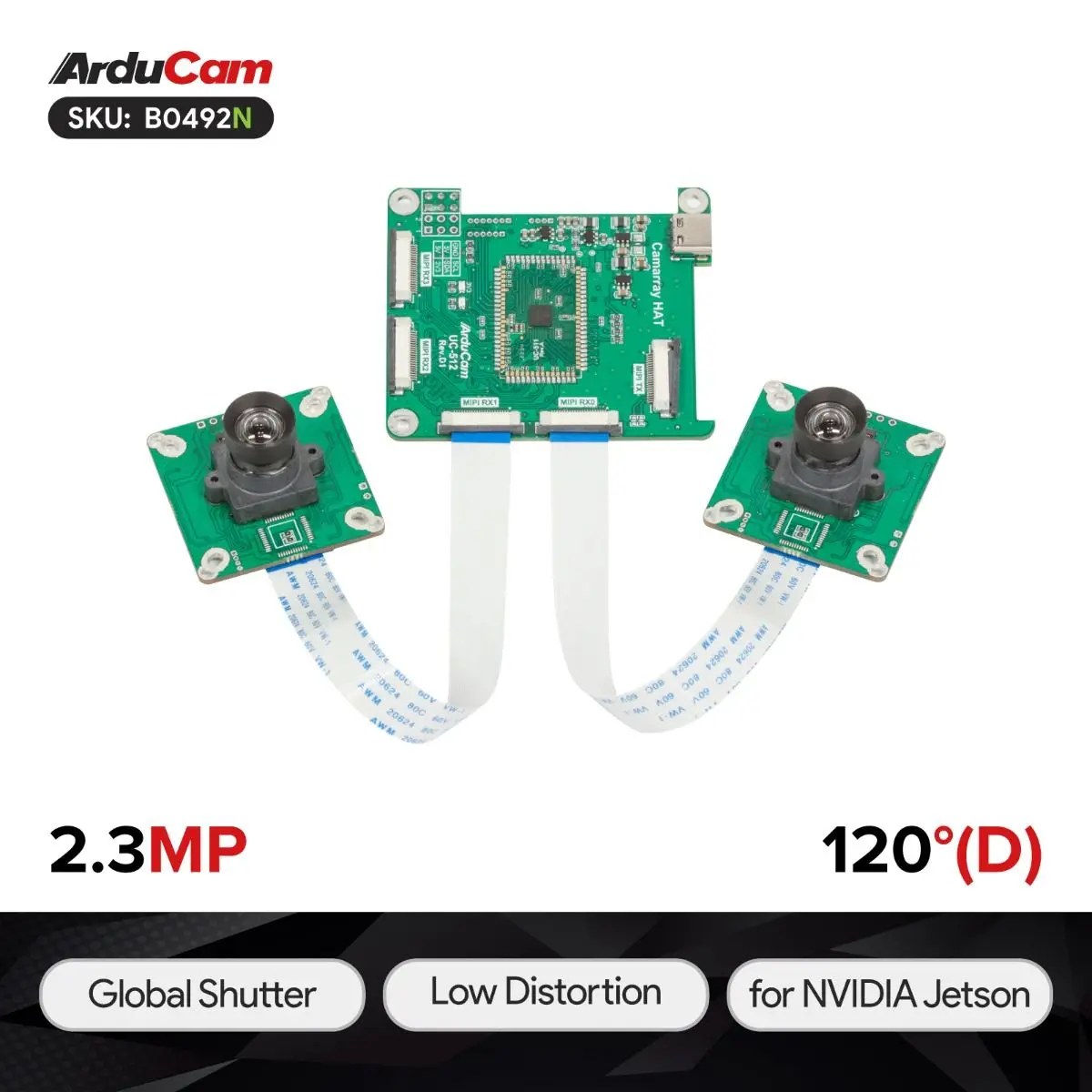 Arducam 2.3MP*2 AR0234 Стереокамера для NVIDIA® Jetson Nano/Xavier NX ...