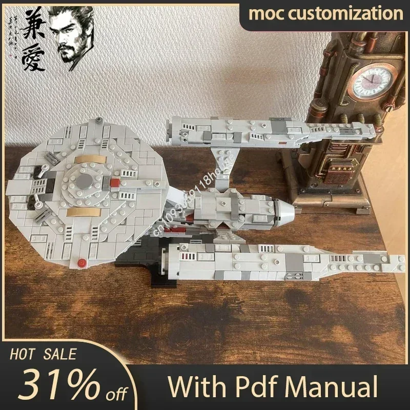 Фото 729 шт. USS Enterprise NCC-1701 модель миди-масштаба Moc строительные блоки кирпичи Diy космический корабль креативная сборка развивающая игрушка в подарок №2