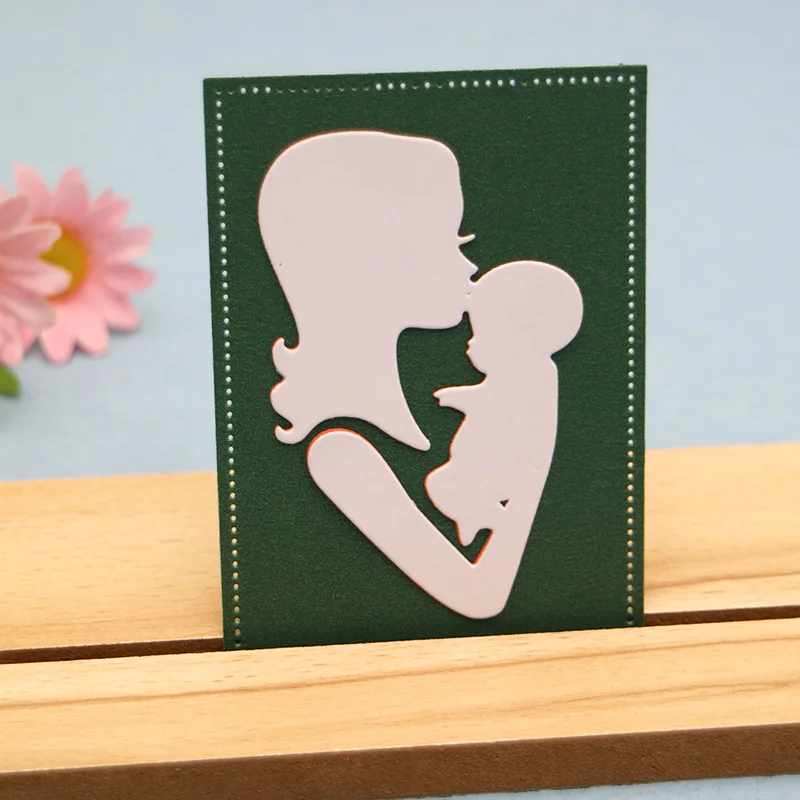 New Cutting Dies Mother Holding Baby Scrapbook Paper Cutting Embossing Paper Cards Making Tool Album Cover Mother's Day Gift