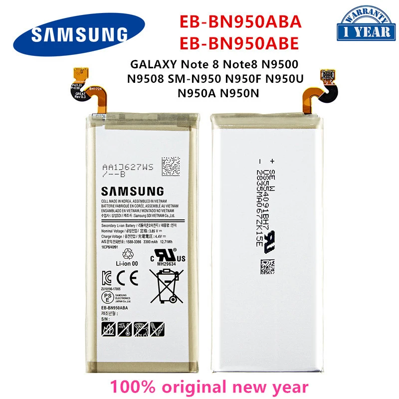 

SAMSUNG Orginal EB-BN950ABA EB-BN950ABE 3300mAh Battery For Samsung GALAXY Note 8 N9500 N9508 SM-N950 N950F N950U N950A N950N