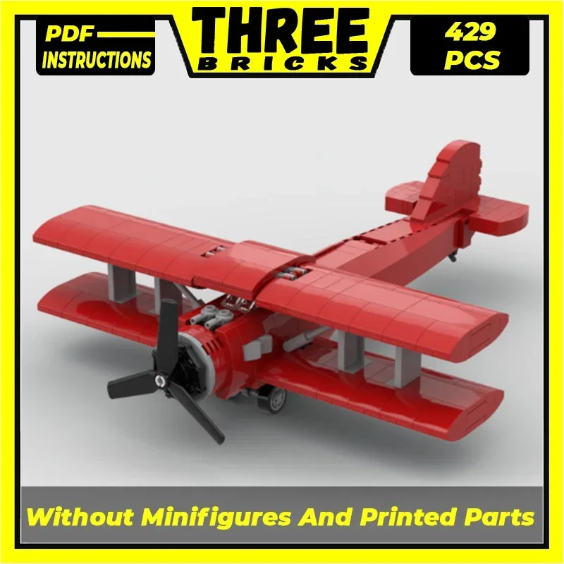 Технические Moc Bricks военная модель аэропорта биплан-истребитель модульные