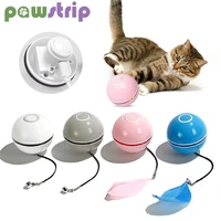 electric cat ball toys automatic smart rolling ball pet toys for cats kitten feather usb rechargeable colorful led flash balls