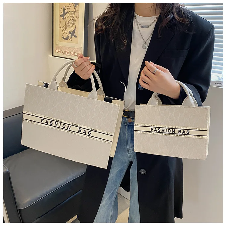 

Fashion Simple Tote Bags For Women Casual High Capacity Letter Embossed Handbag Female Shopping Outdoors High Street Chic Pack