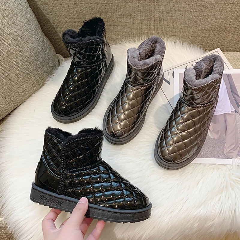 

Shoes Women's Rubber Boots Round Toe Boots-Women Winter Footwear Australia Plush Flat Heel Rain 2022 Low Ankle Leather Snow Fur