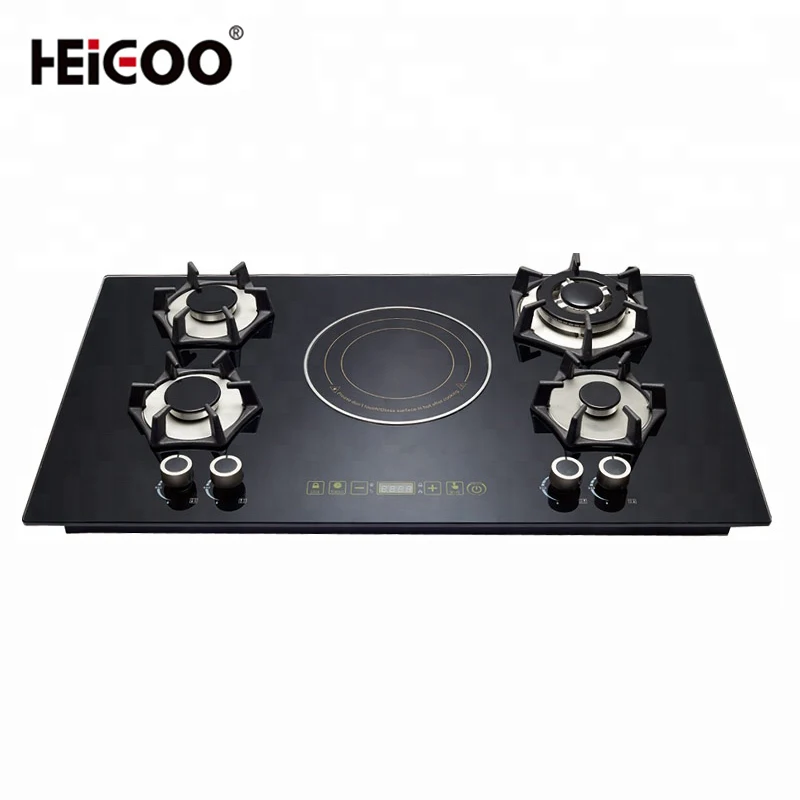 

Cooking appliances counter top built in 5 burners hybrid stove 4 gas 1 single electric infrared induction ceramic cooker hob