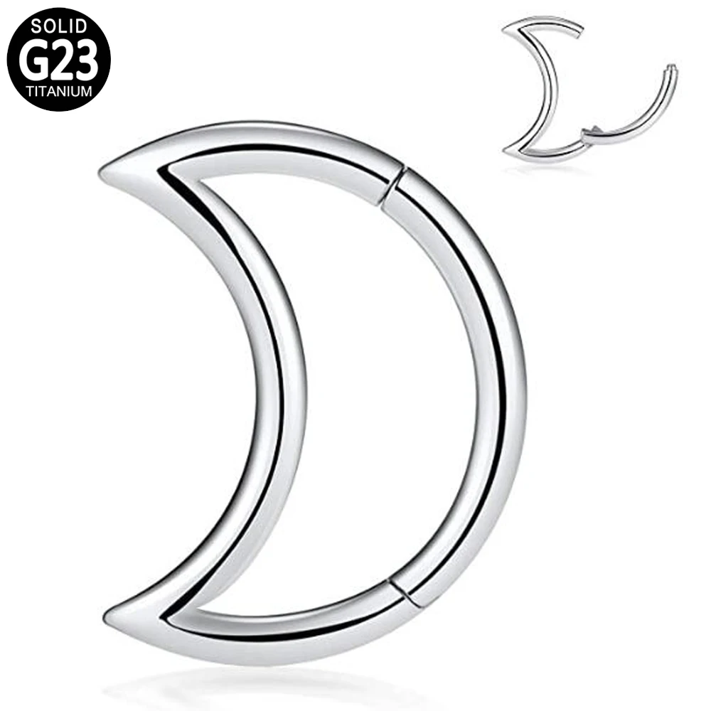 

G23 Titanium Clicker Segment Hoop Nose Ring Moon Shaped Nipple Ear Tragus Cartilage Helix Lip Nostril Piercing Body Jewelry