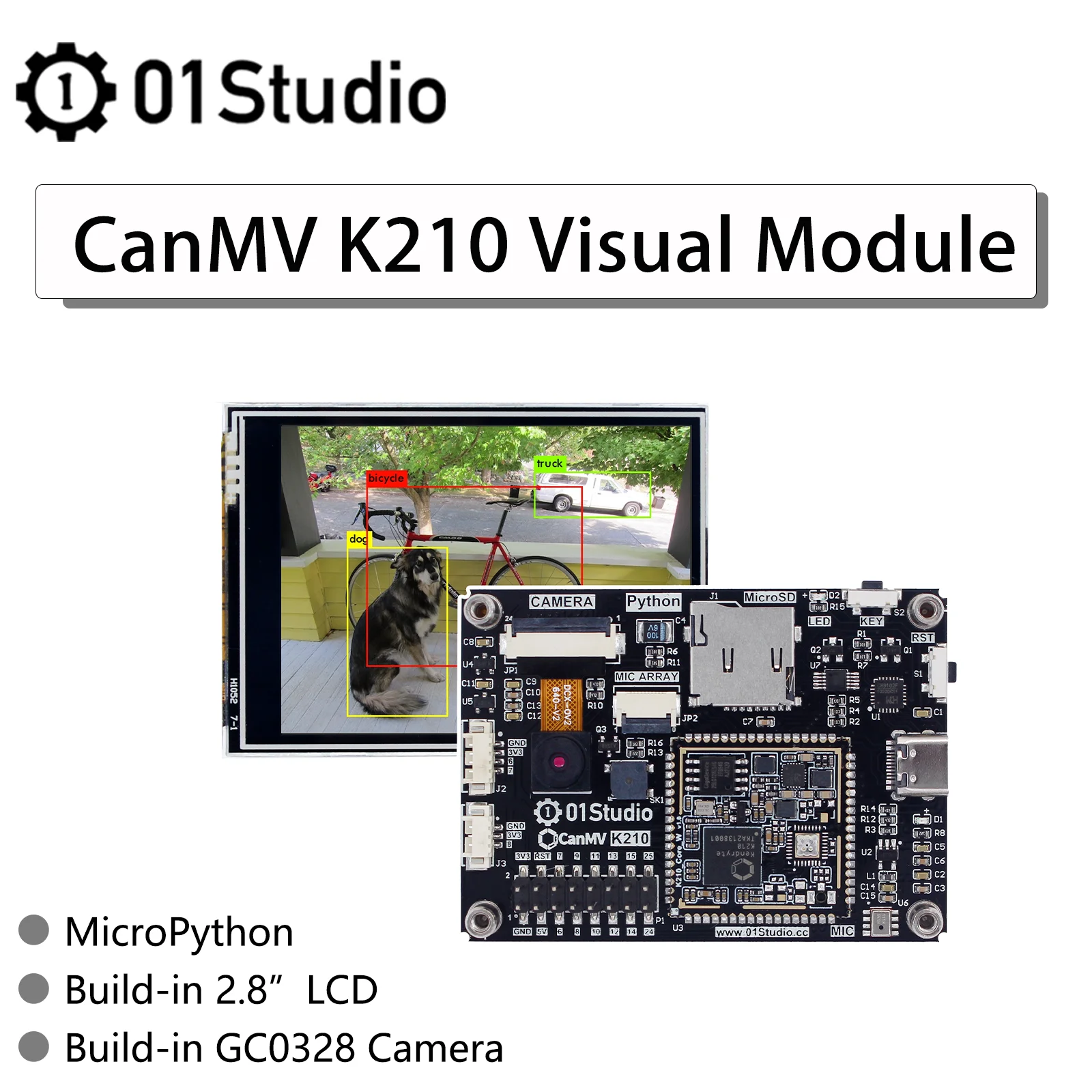 01Studio CanMV K210 камера модуль визуального распознавания разработка демонстрационная