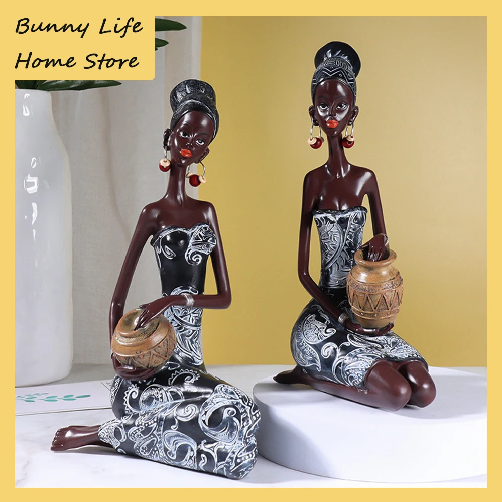 

Фигурка женщины в стиле ретро, экзотическое Африканское художественное ремесло, украшение для гостиной, крыльца, винного шкафа, Креативный ...